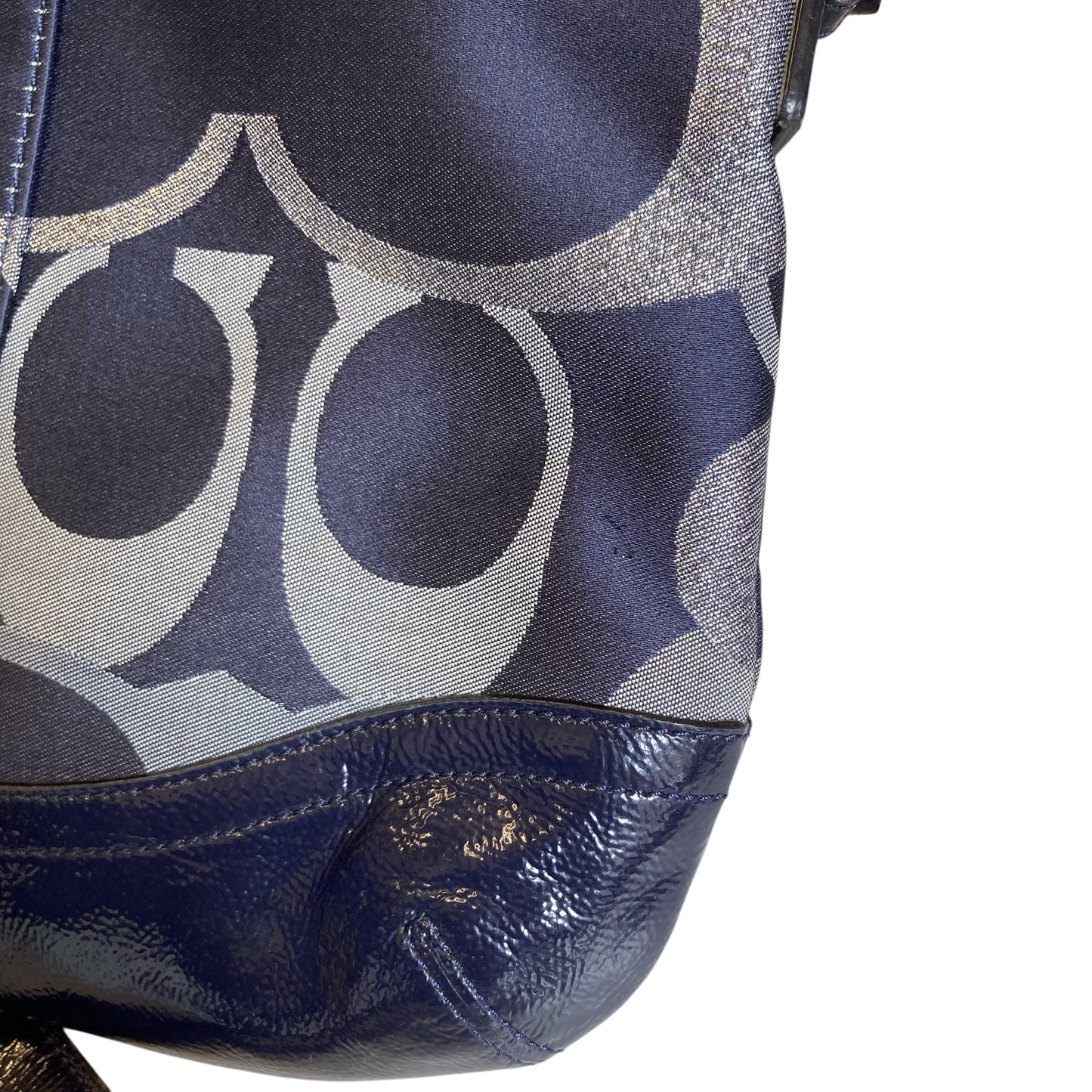 Crossbody Designer By Coach In Blue & Silver, Size:Small