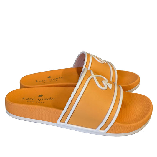 Sandals Designer By Kate Spade In Orange & White, Size:7