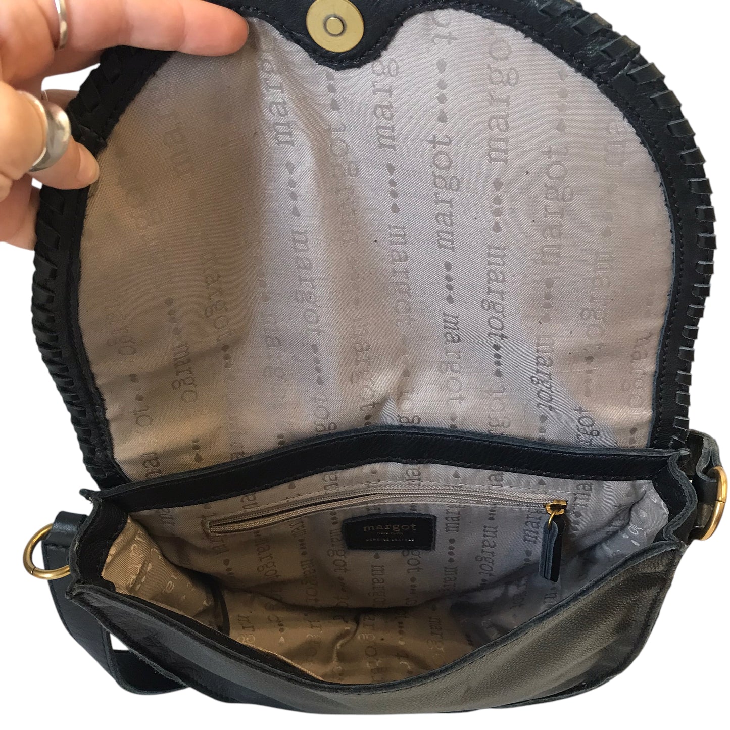 Handbag Leather By Margot In Black, Size:Small