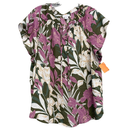 Top Ss By Liz Claiborne In Floral Print, Size:1X
