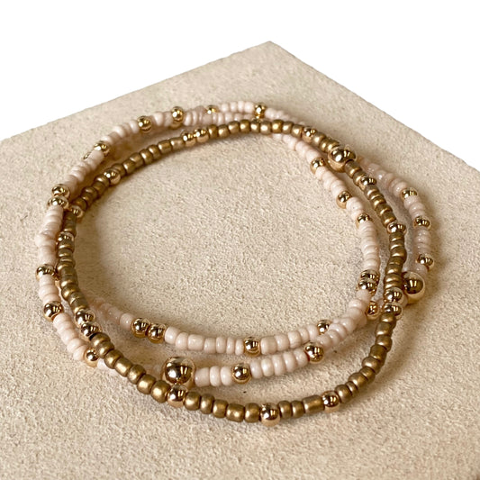Bracelet Beaded By Simply Noelle In Gold, Size:03 Piece Set
