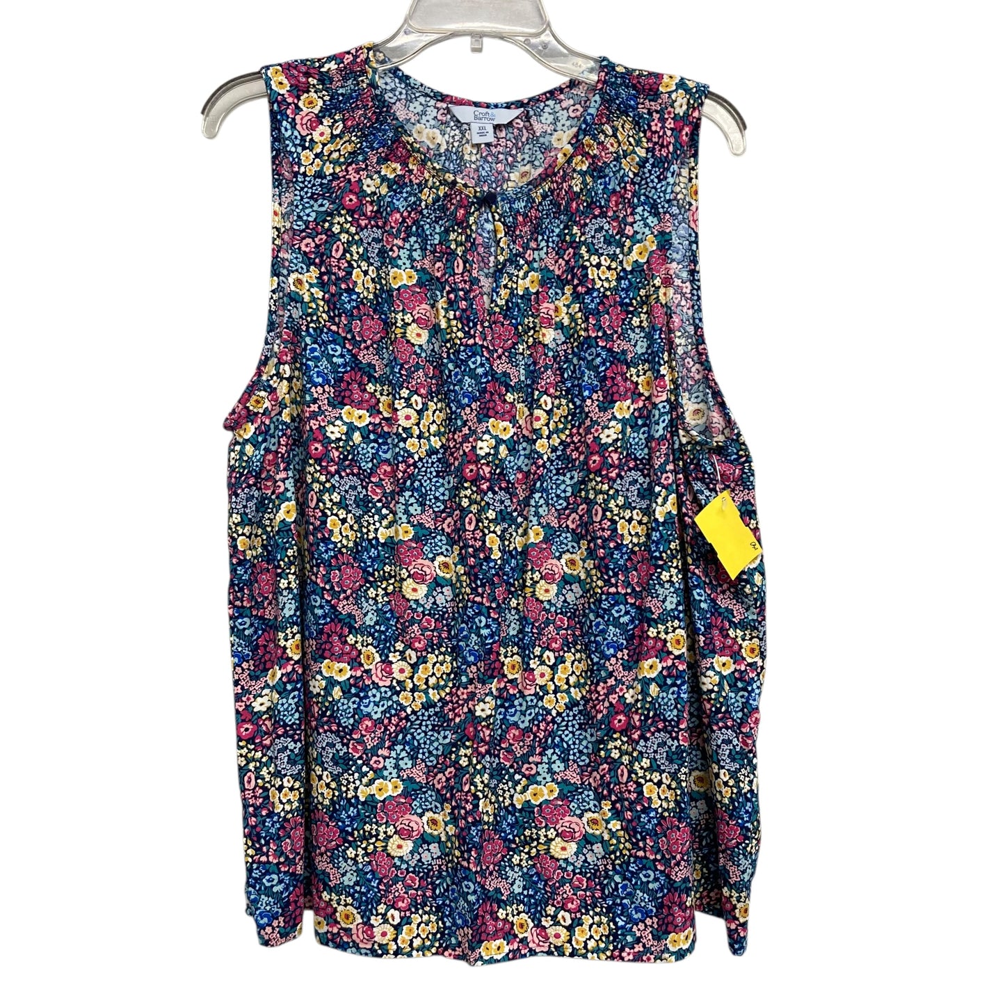 Top Sleeveless By Croft And Barrow In Floral Print, Size:1X