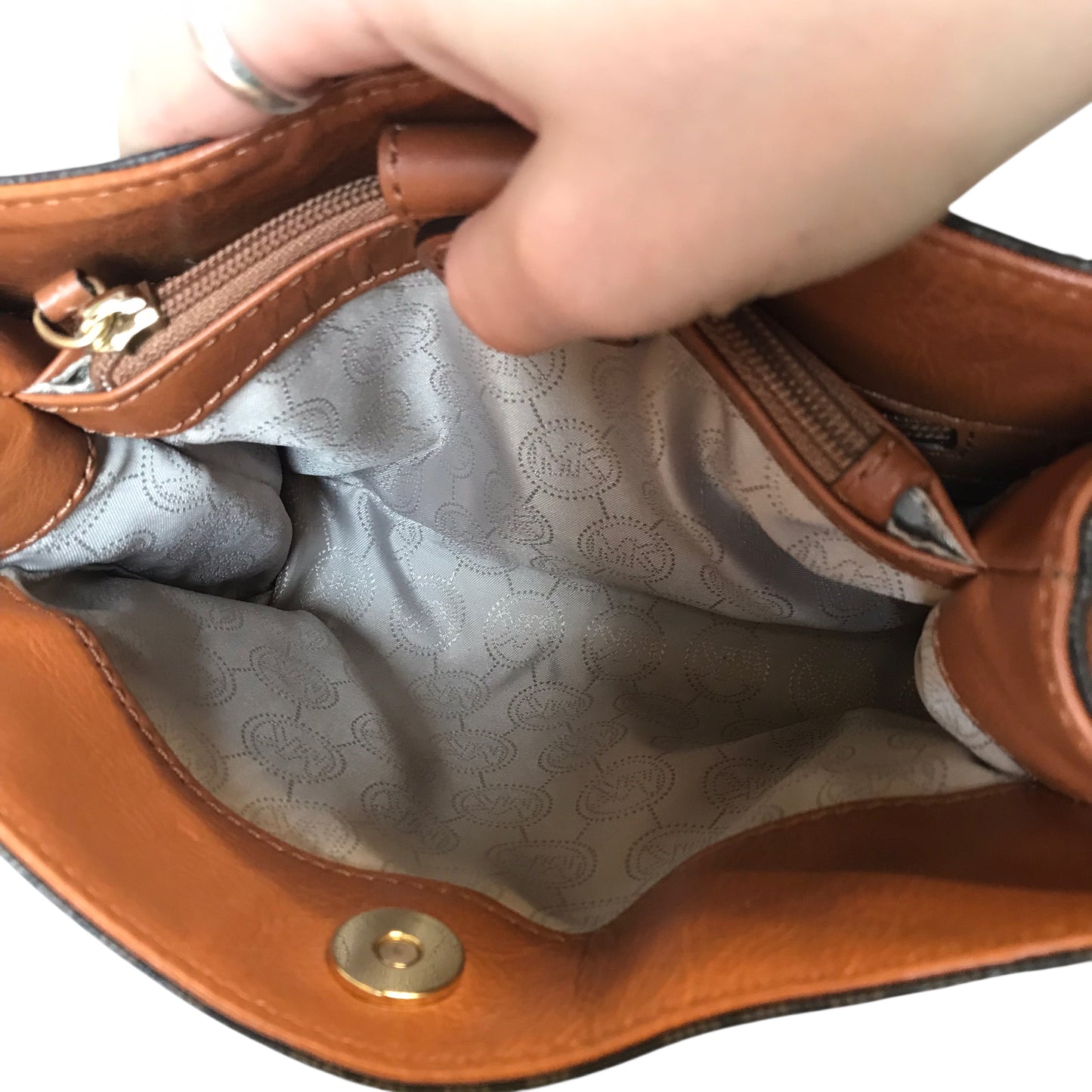 Handbag Designer By Michael Kors In Brown, Size:Small