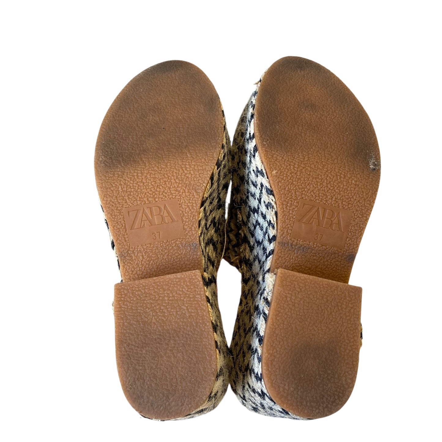Sandals Heels Platform By Zara In Black & Tan, Size:6.5