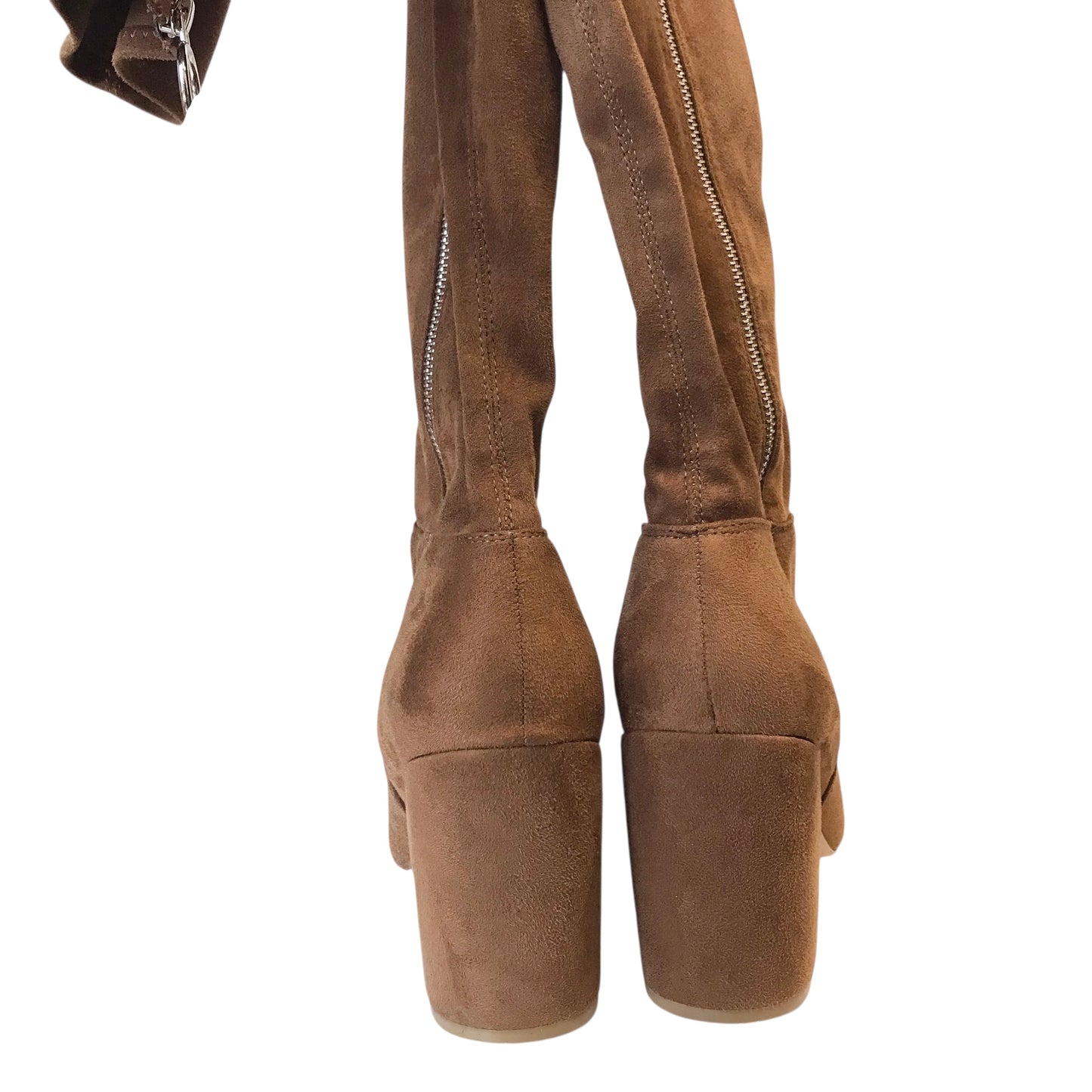 BOOTS KNEE HEELS by SHOEDAZZLE in BROWN, Size:10