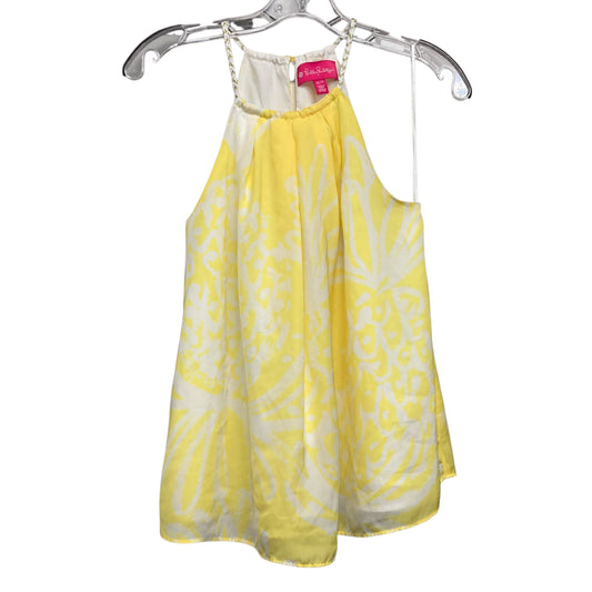 Top Sleeveless Designer By Lilly Pulitzer x Target In White & Yellow, Size:Xs