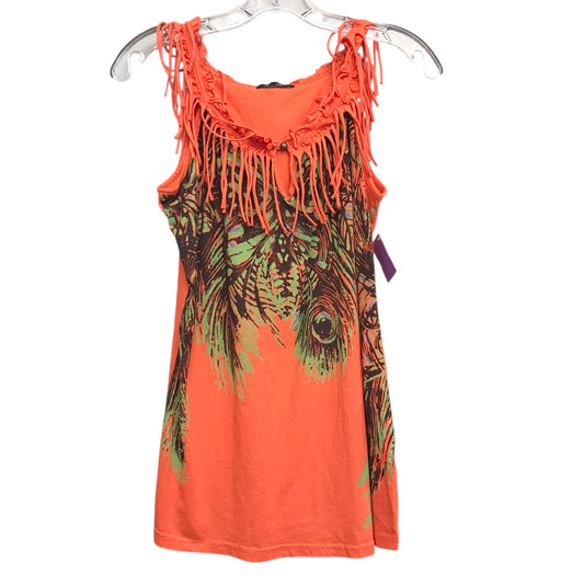 Top Sleeveless By H. D. In Orange, Size:L