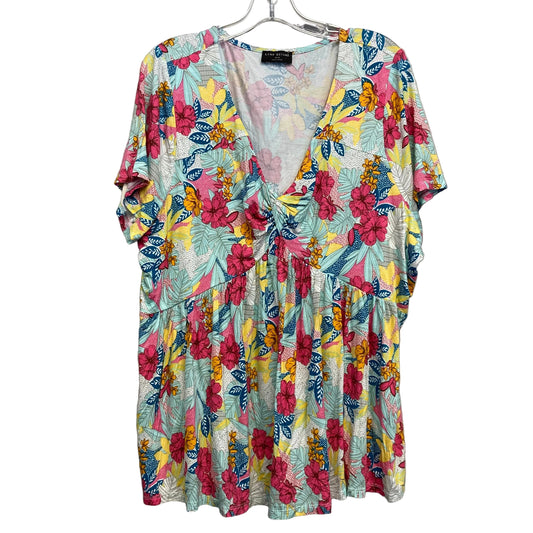 Top Ss By Lane Bryant In Tropical Print, Size:2X