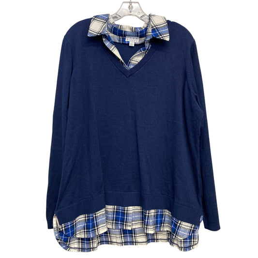 Top Ls By Joan Rivers In Blue, Size:1X