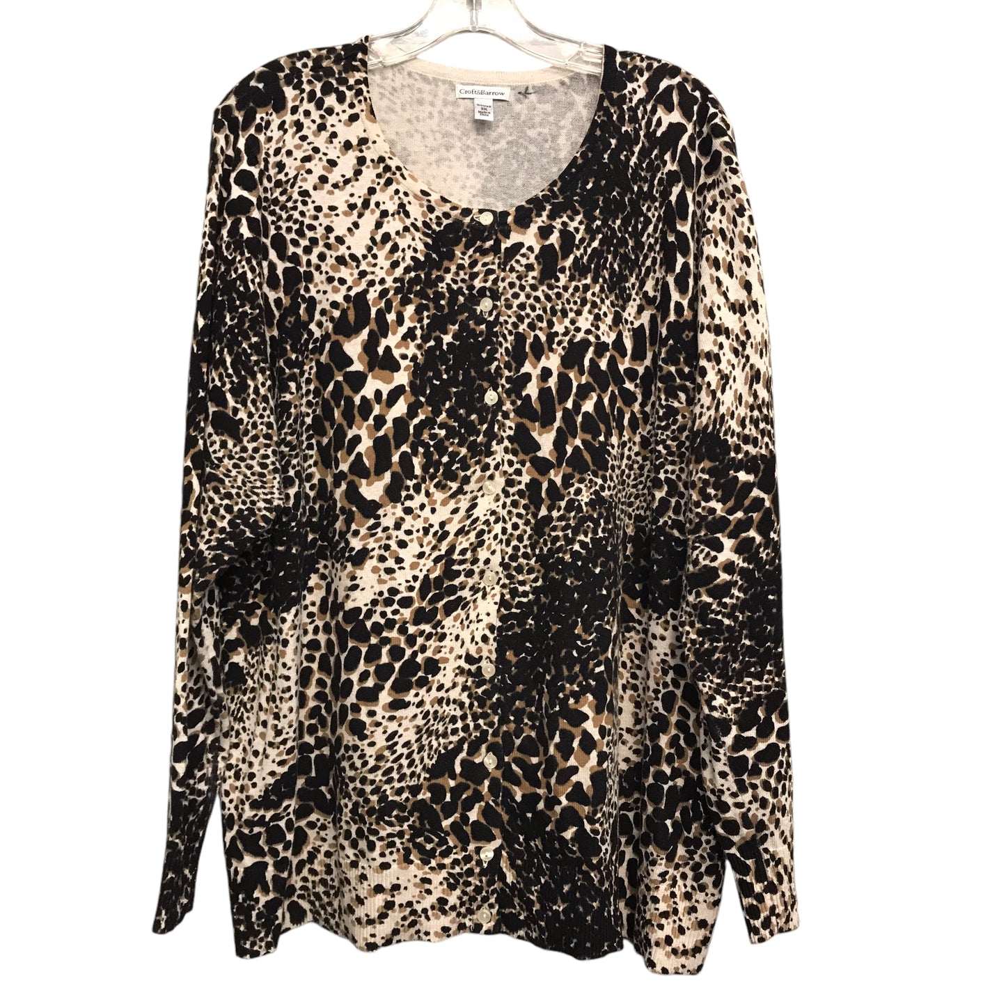 Sweater Cardigan By Croft And Barrow In Animal Print, Size:3X