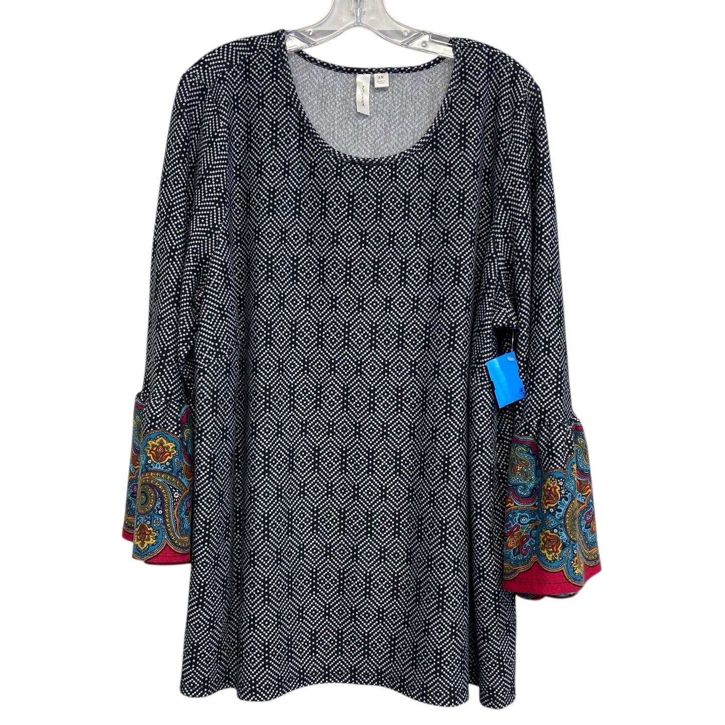 Top Ls By Tacera In Black & White, Size:3X