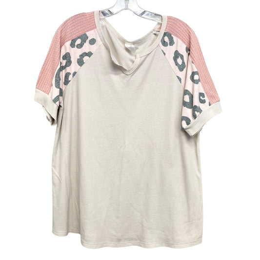 Top Ss By Now & Forever In Pink & Tan, Size:1X