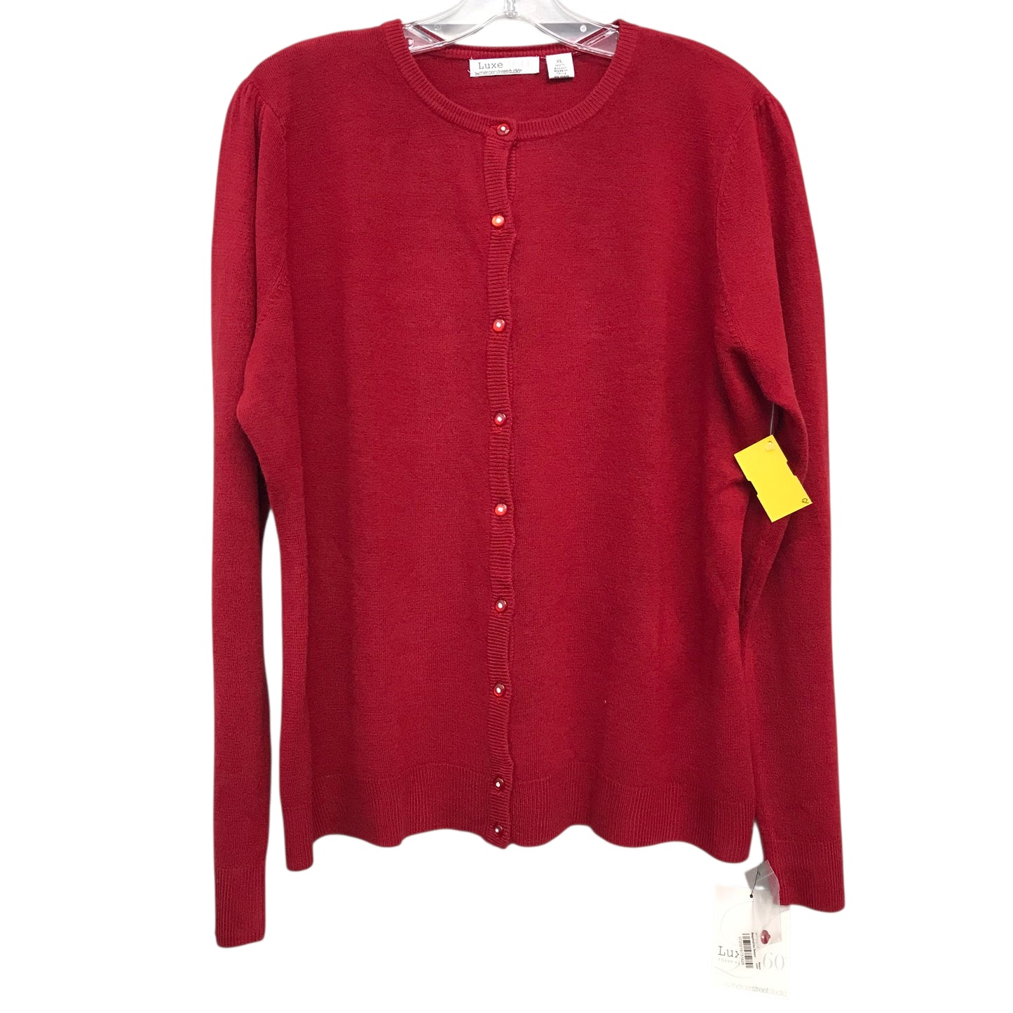 Sweater Cardigan By Luxe In Red, Size:Xl
