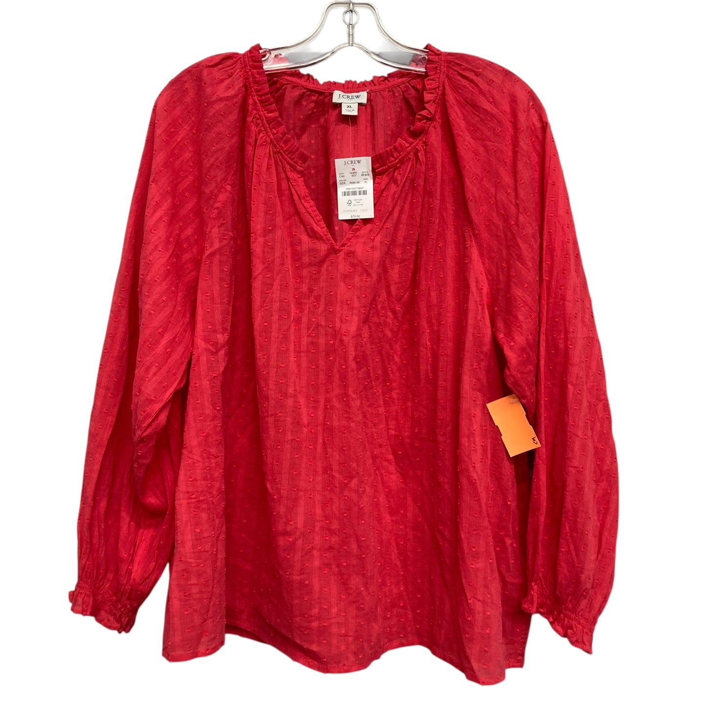 Top Ls By J. Crew In Red, Size:Xl