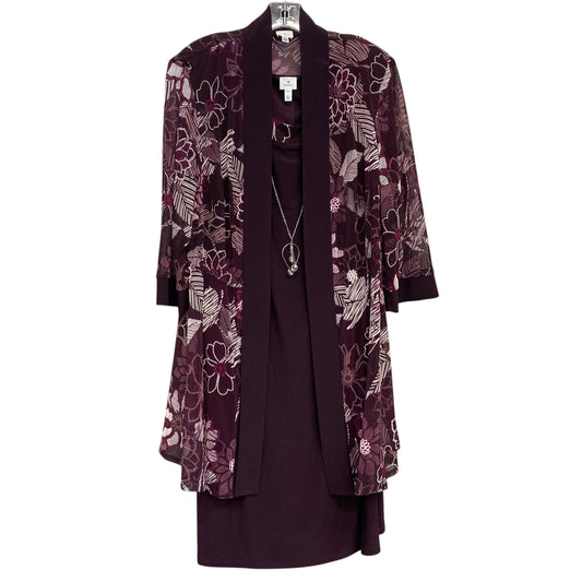 Dress Set 2Pc By Dressbarn In Purple & Tan, Size:1X