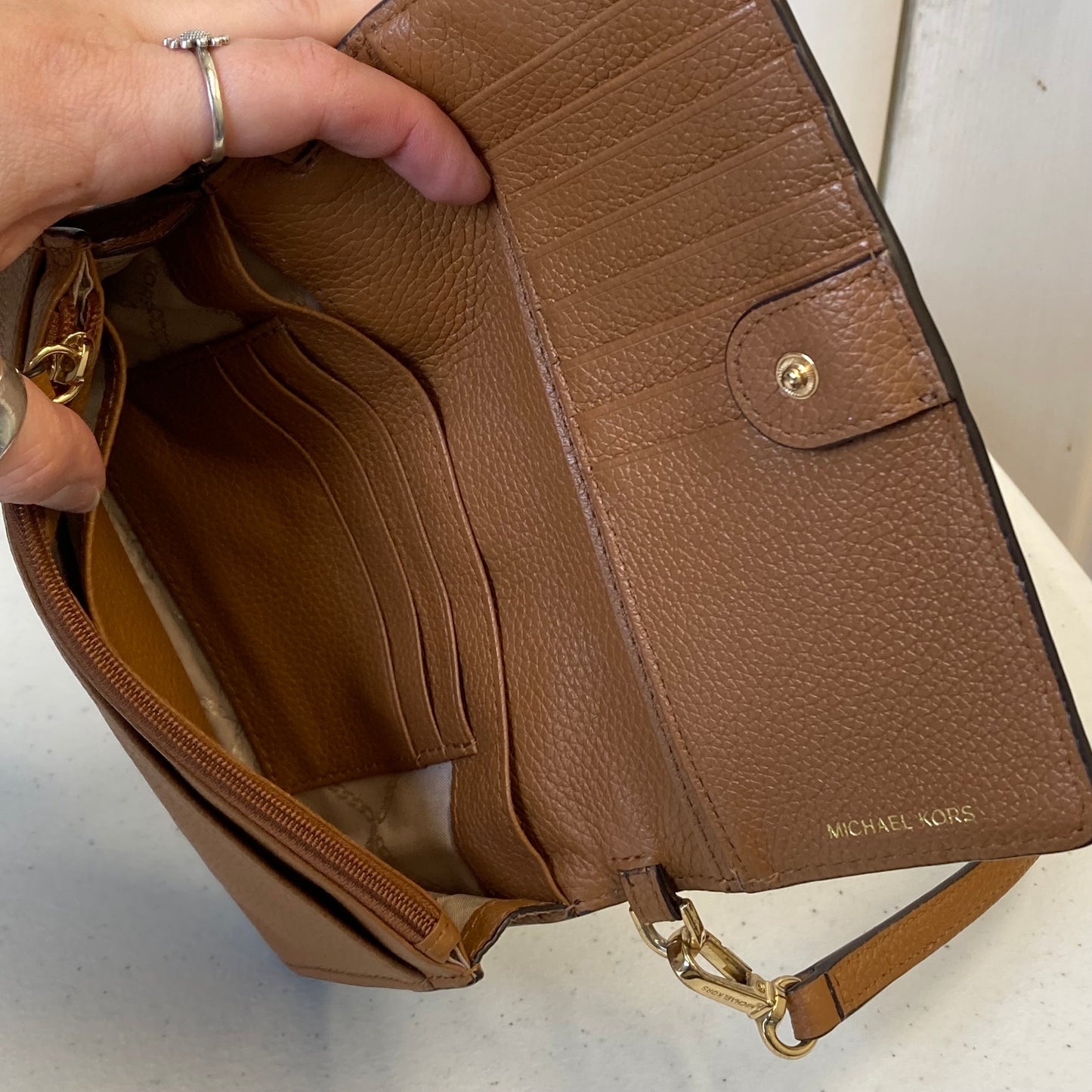 Crossbody Designer By Michael Kors In Brown, Size:Small