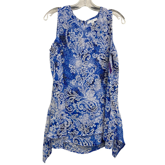 Top Sleeveless By Fever In Blue & White, Size:S