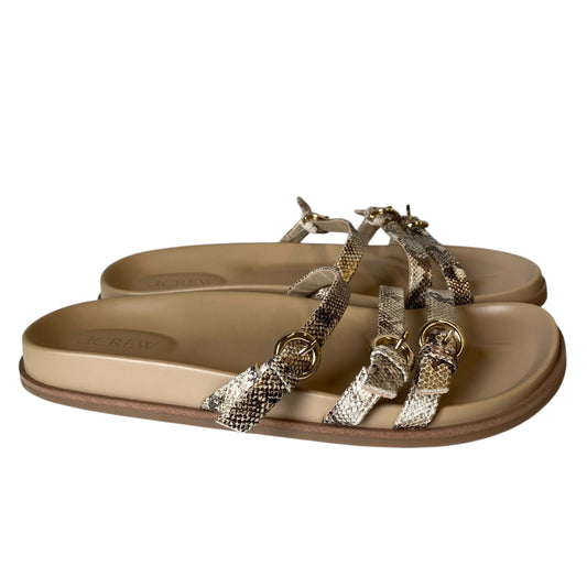 Sandals Flats By J. Crew In Snakeskin Print, Size:8