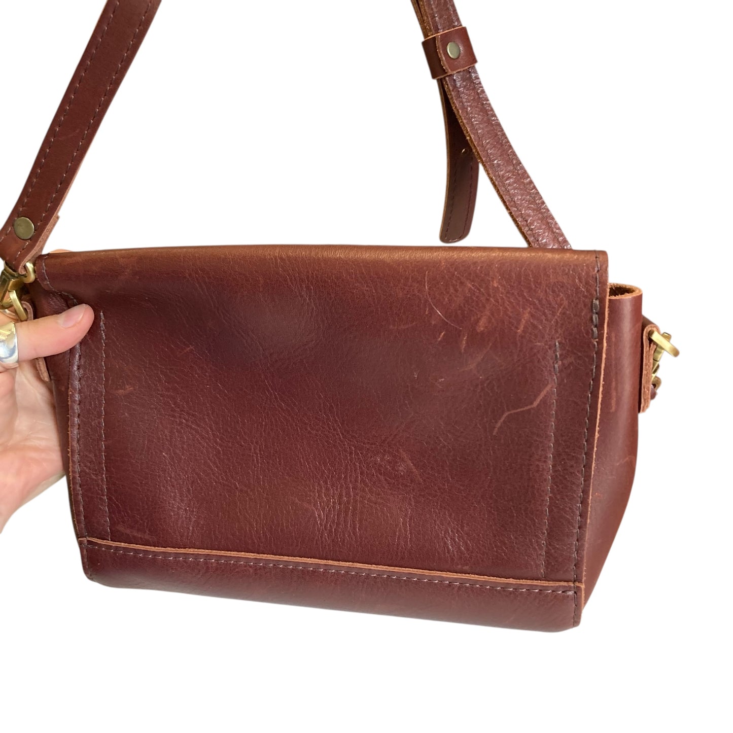 Crossbody Leather By Portland Leather In Brown, Size:Small