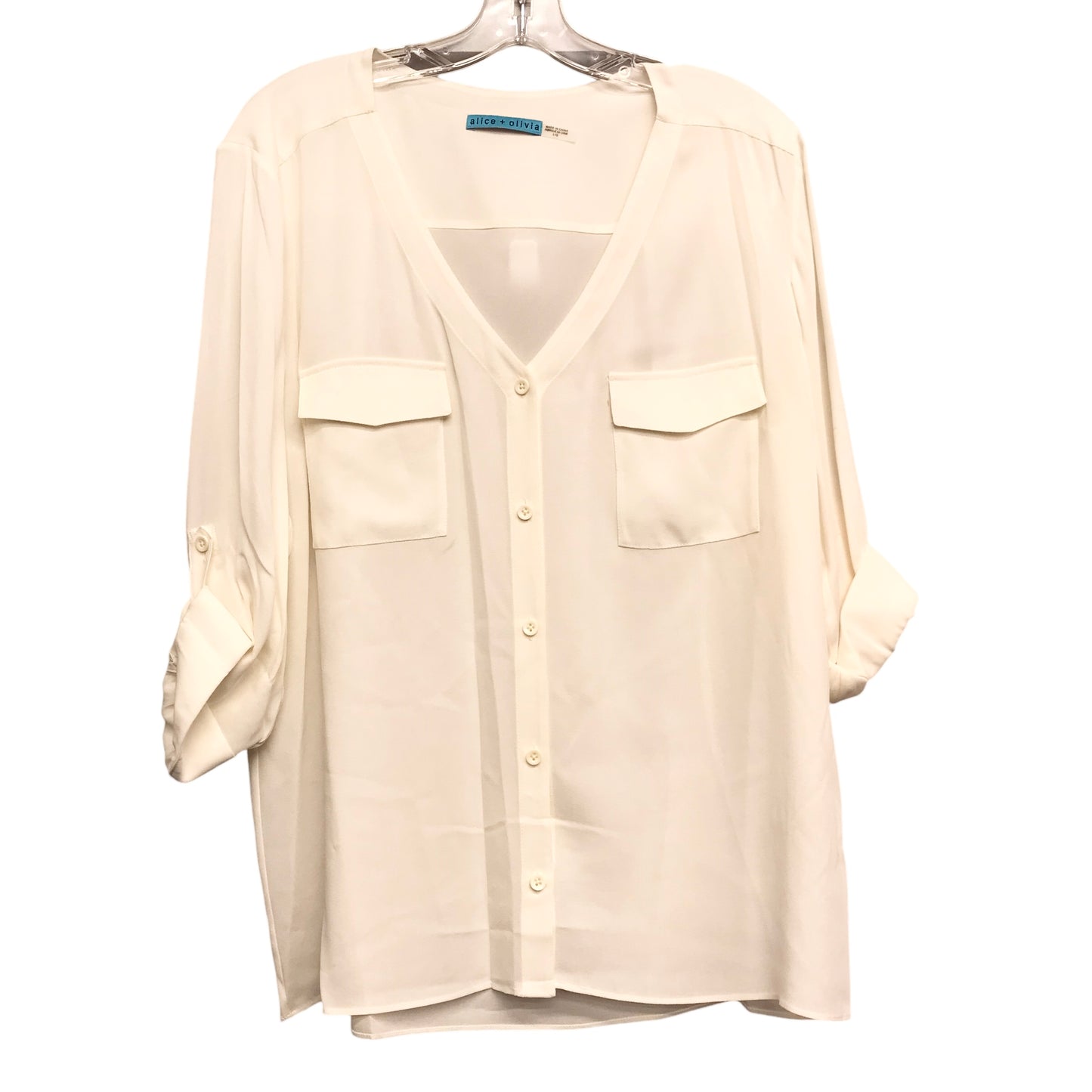 Top Ls Designer By Alice + Olivia In Cream, Size:L