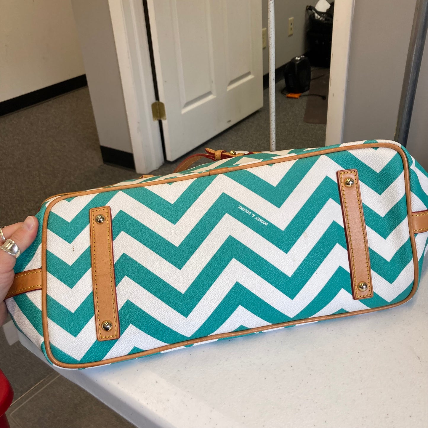 Handbag Designer By Dooney And Bourke In Teal, Size:Large