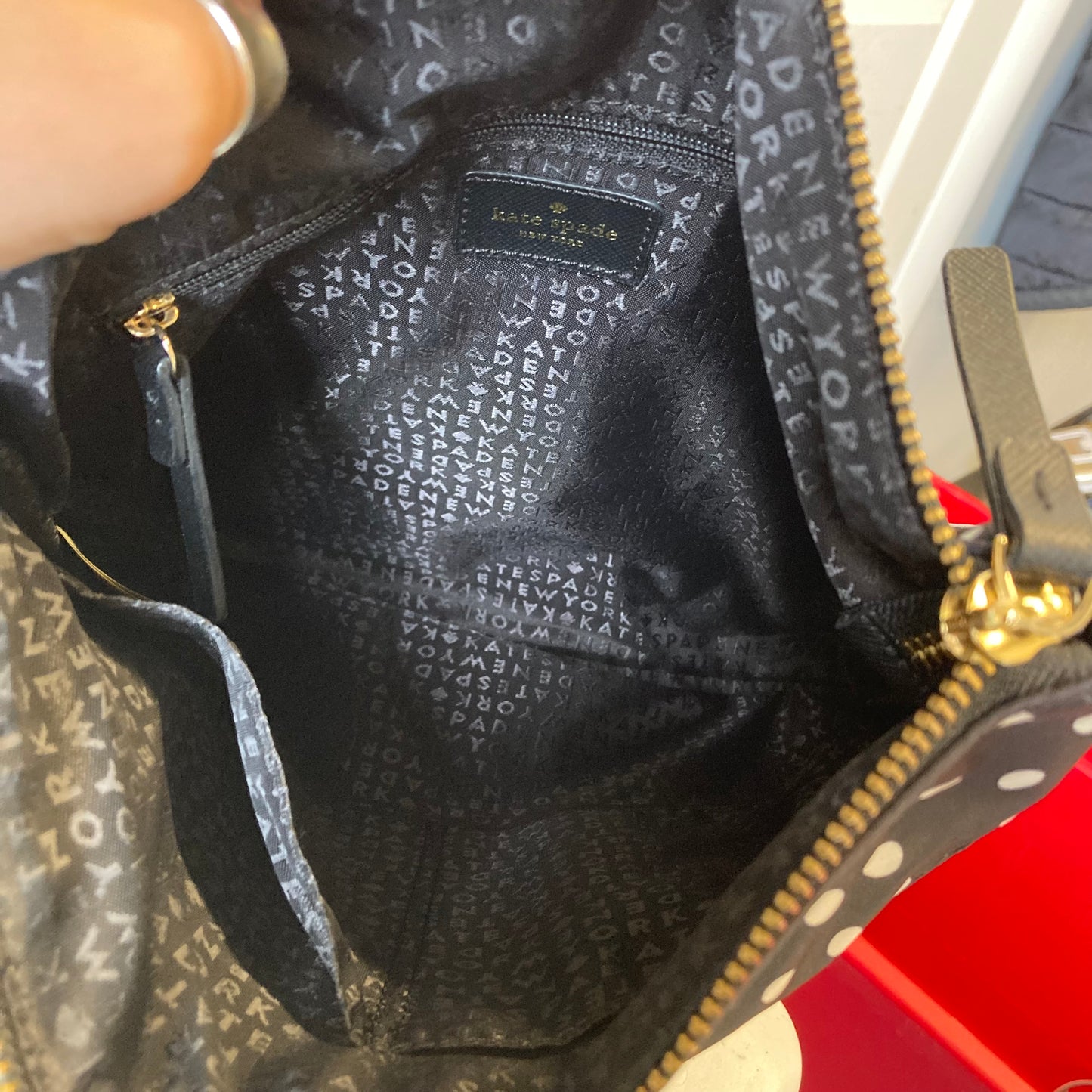 Crossbody Designer By Kate Spade In Polkadot Pattern, Size:Medium