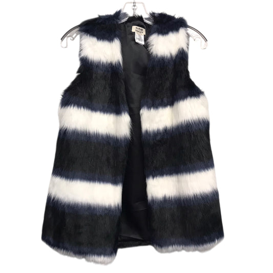Vest Faux Fur & Sherpa By Molly Bracken In Black & Blue, Size:S