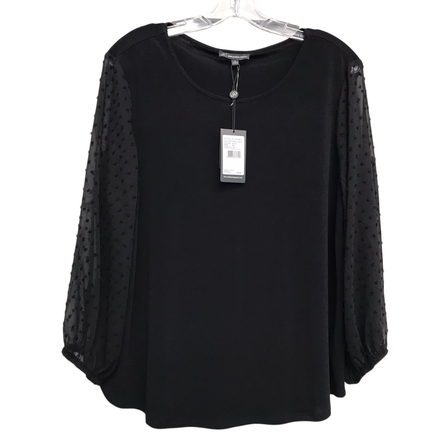 Top Ls By Adrianna Papell In Black, Size:Xl