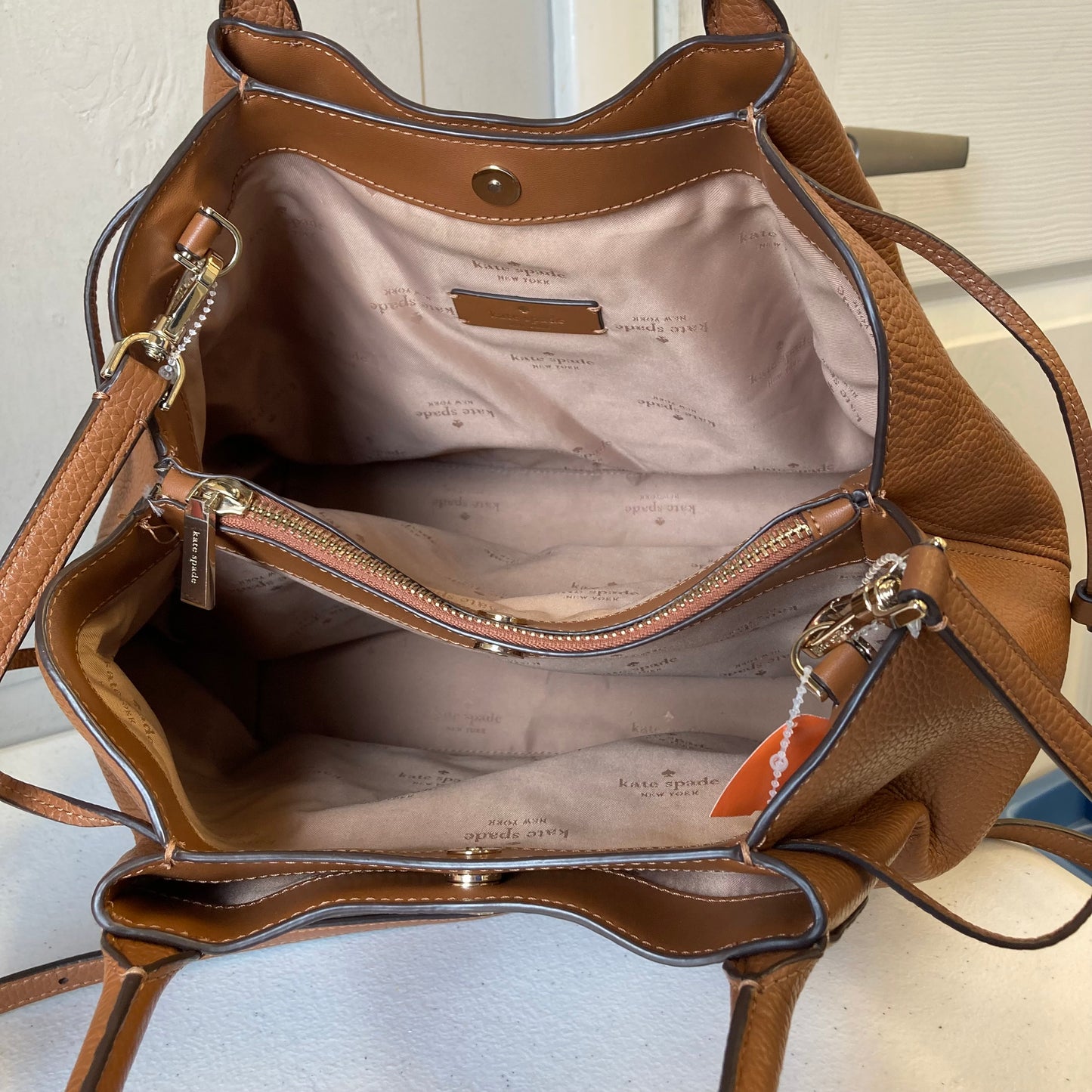 Handbag Designer By Kate Spade In Brown, Size:Large