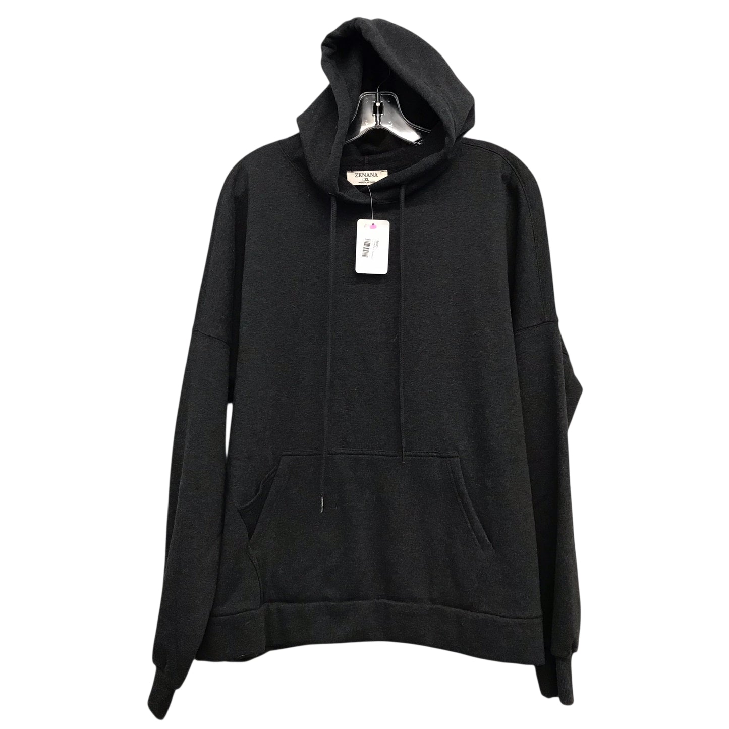Sweatshirt Hoodie By Zenana Outfitters In Grey, Size:Xl