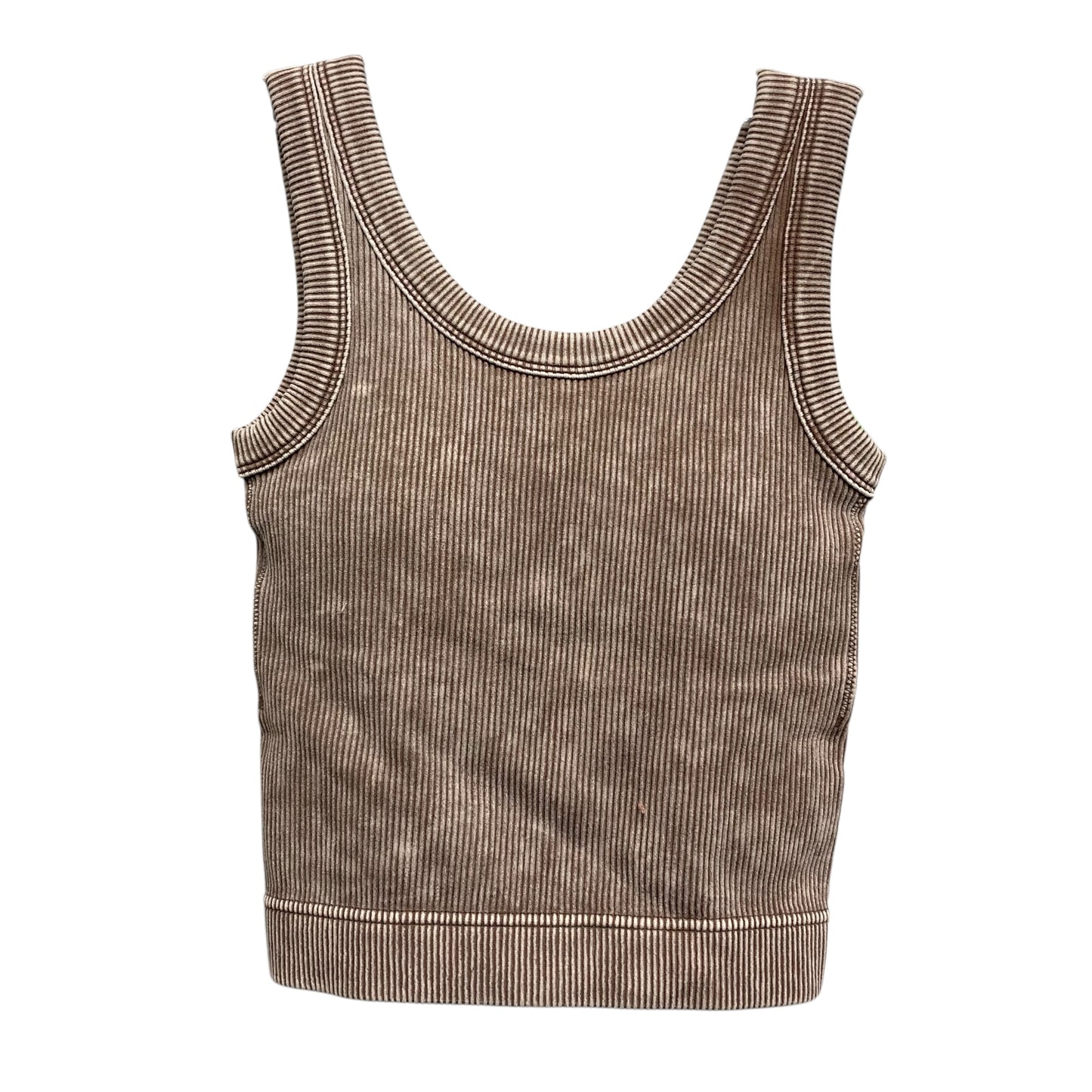 Athletic Tank Top By Zenana In Brown & White, Size:S