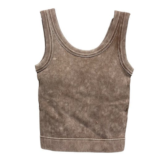 Athletic Tank Top By Zenana In Brown & White, Size:S