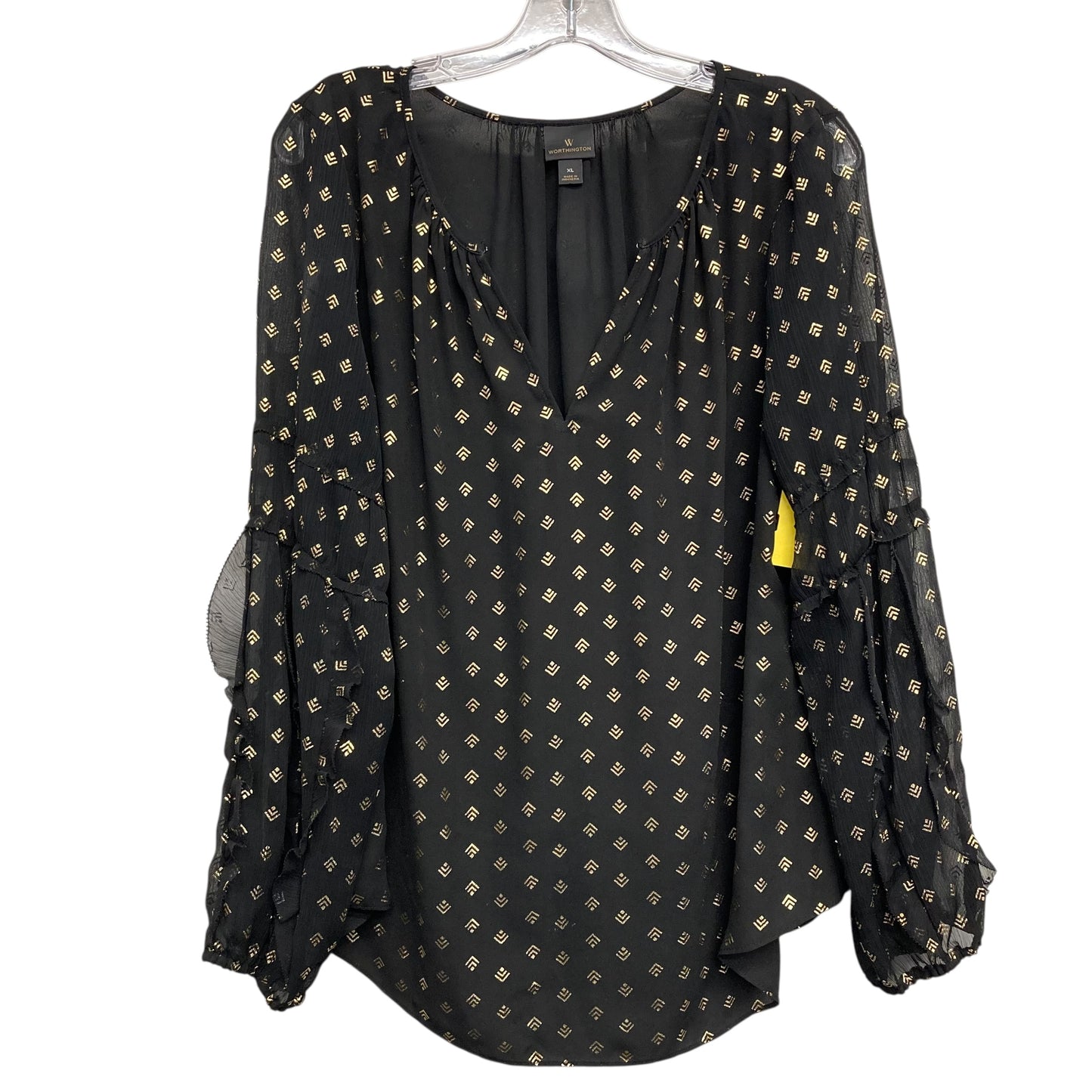 Top Ls By Worthington In Black & Gold, Size:Xl