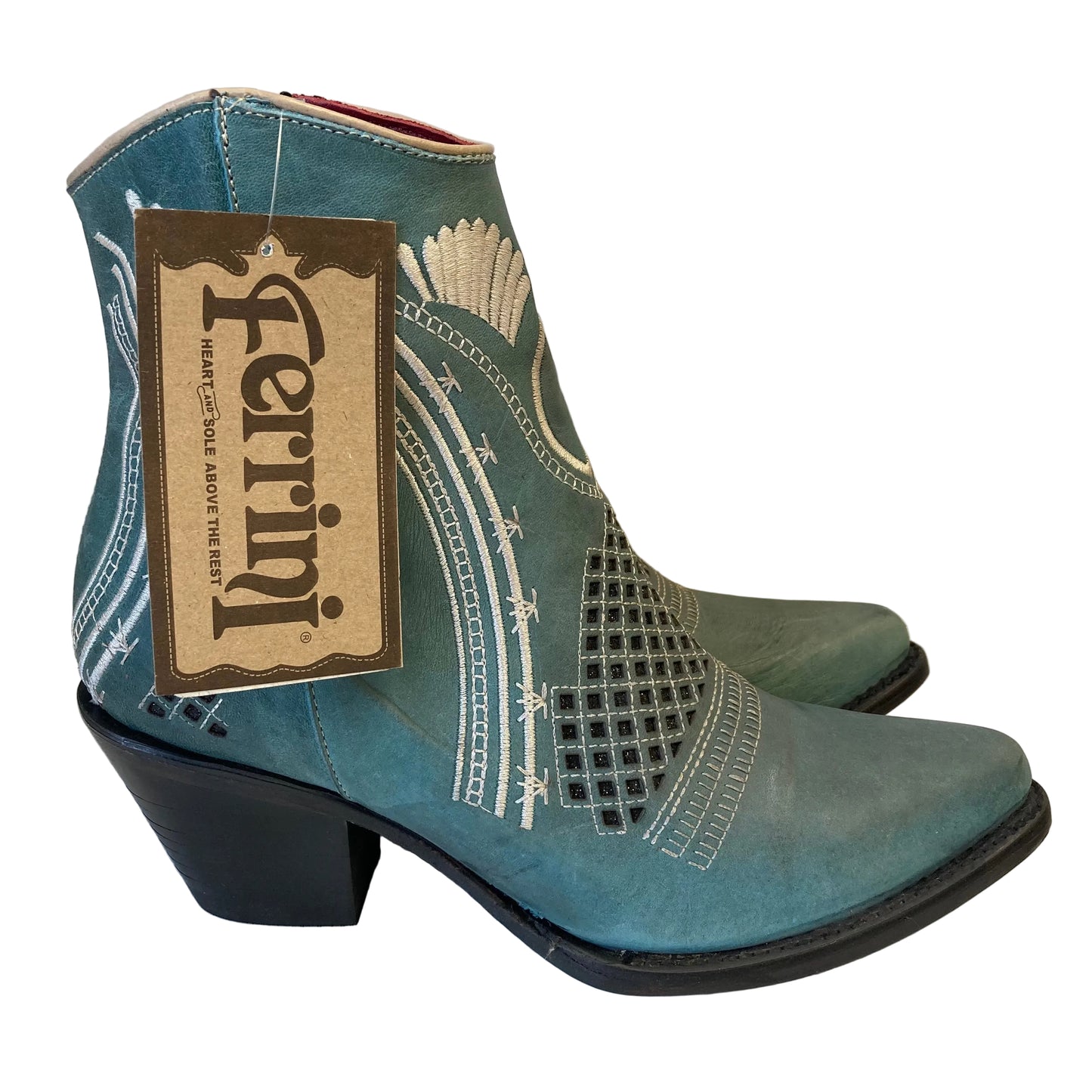 Boots Leather By Ferrini In Blue, Size:8.5