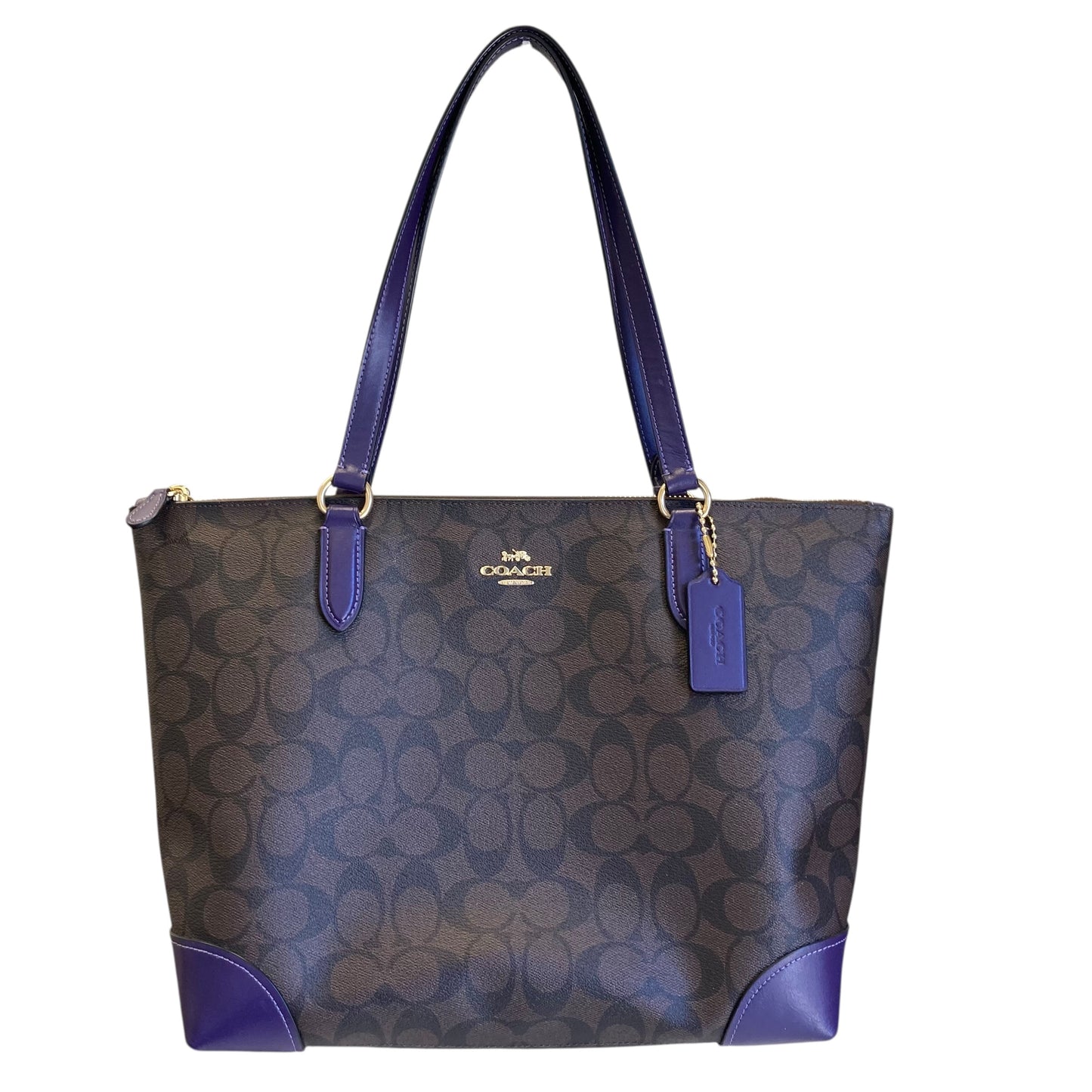 Handbag Designer By Coach In Brown & Purple, Size:Medium