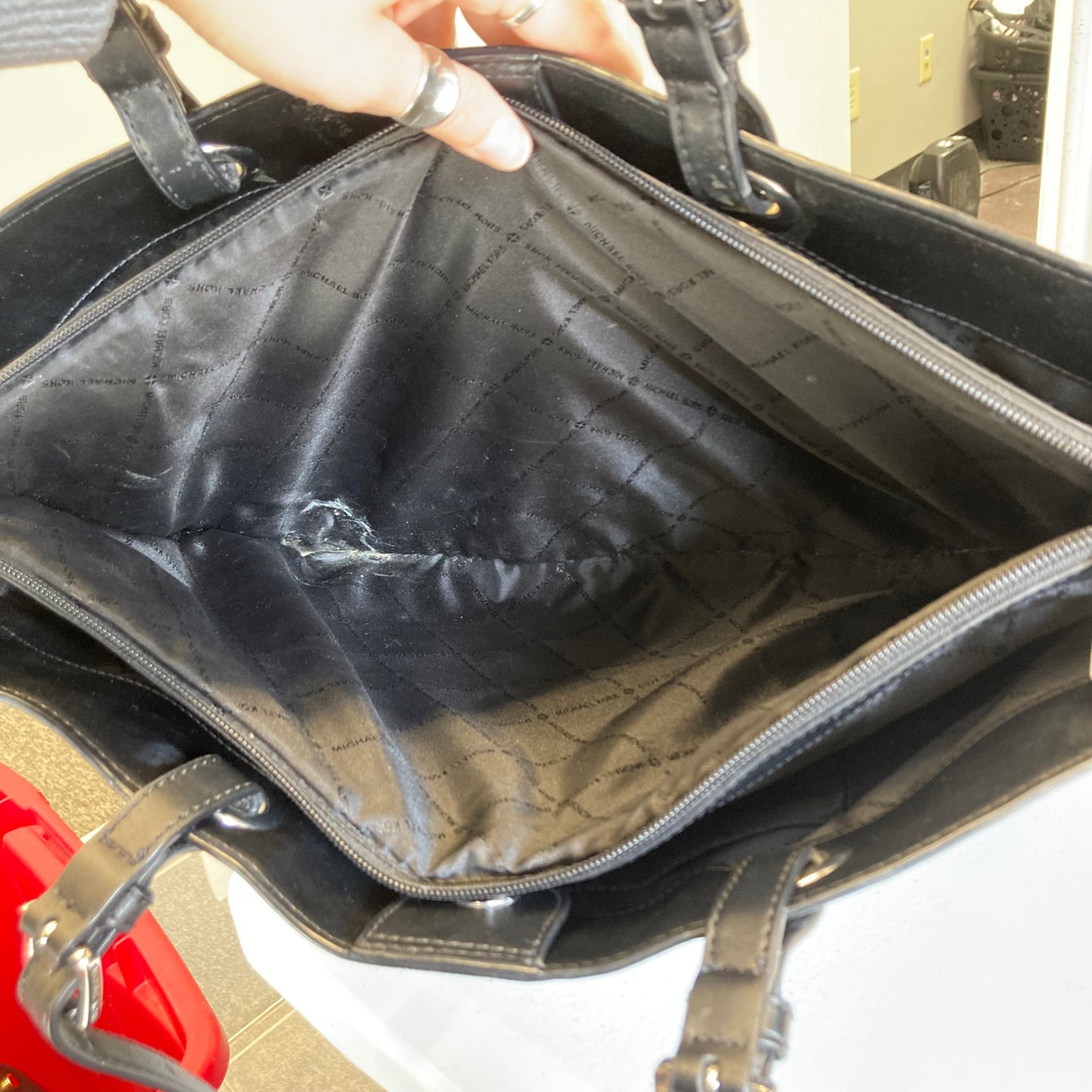 Tote Designer By Michael Kors In Black, Size:Large