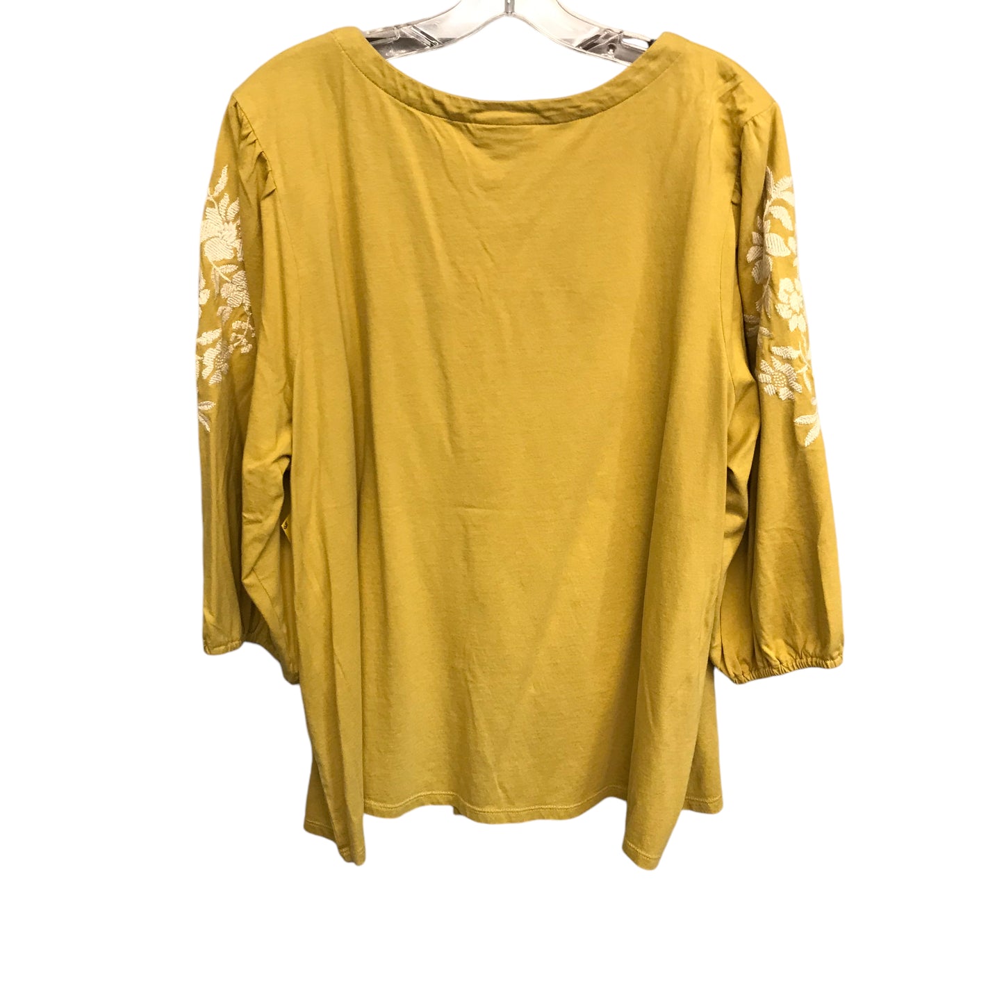 Top 3/4 Sleeve By J. Jill In Yellow, Size:2X