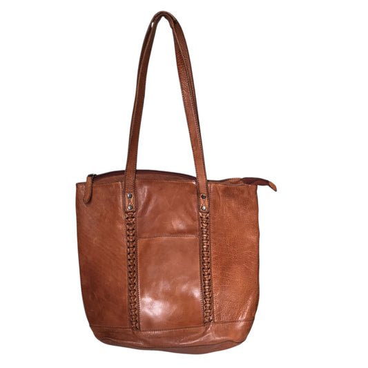 Handbag Leather By Vilenca Holland In Brown, Size:Large