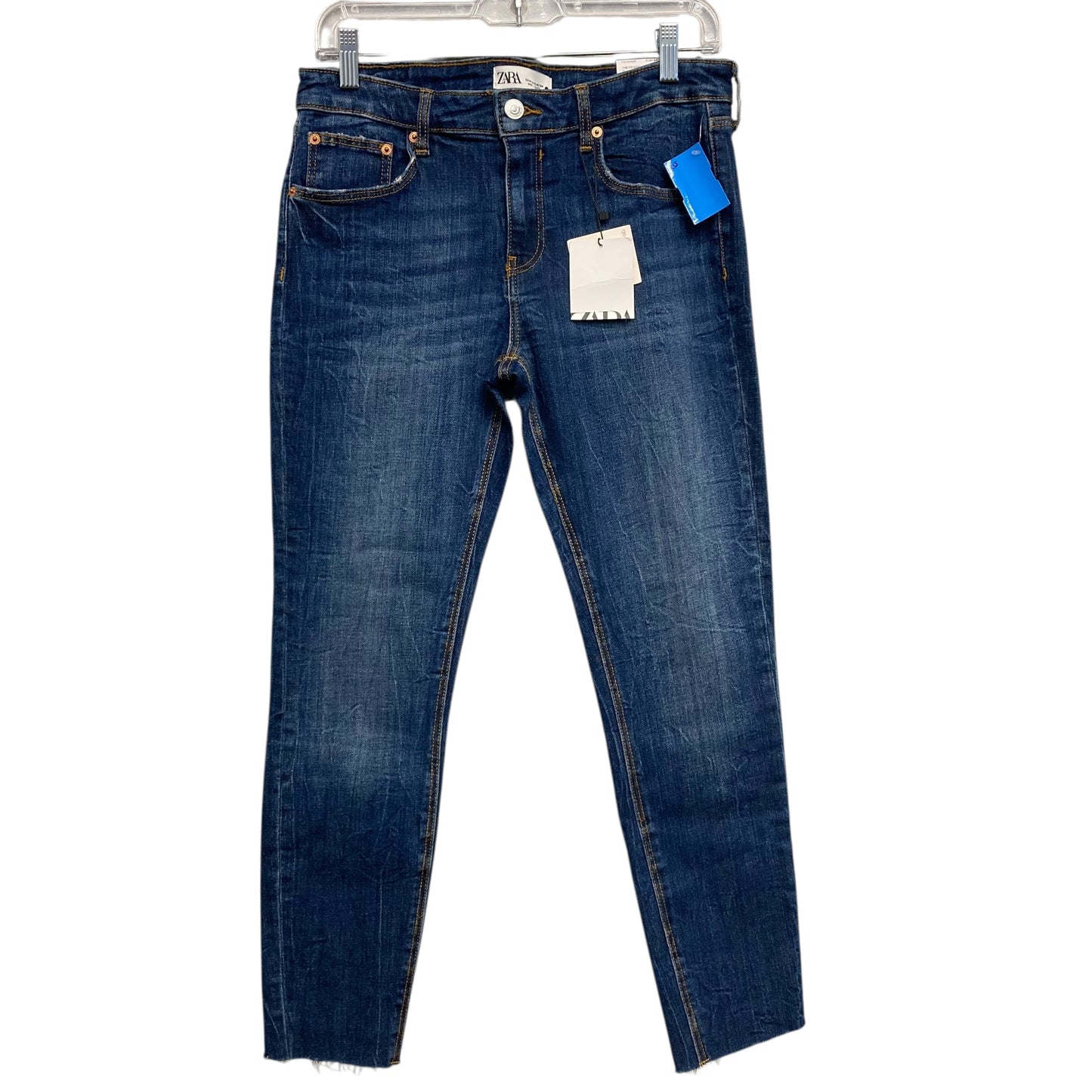 Jeans Skinny By Zara In Blue Denim, Size:12