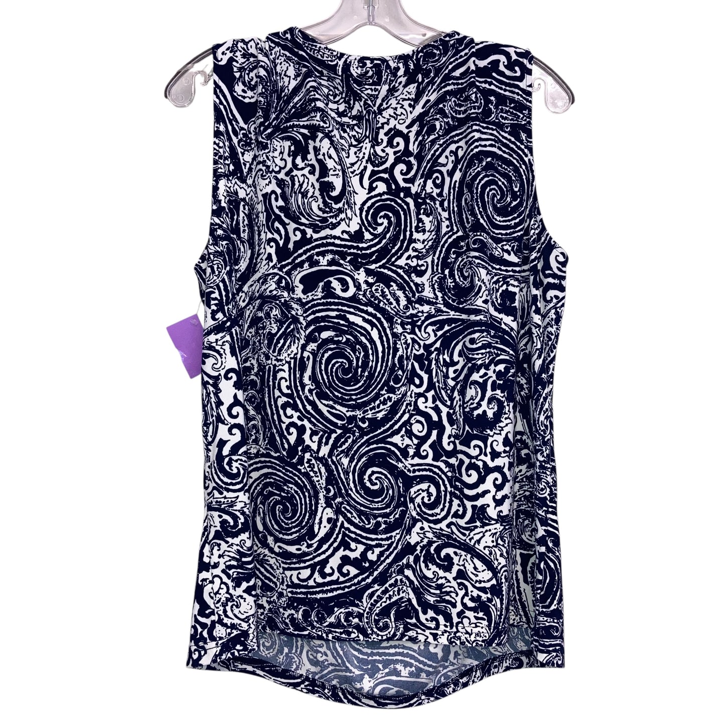 Top Sleeveless By Chaps In Blue & White, Size:2X