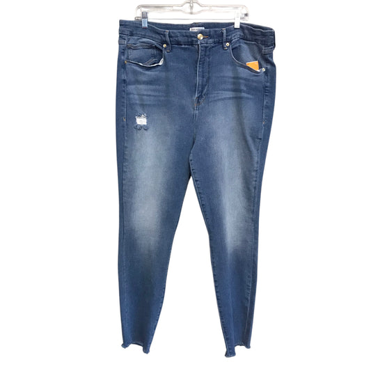 Jeans Straight By Good American In Blue Denim, Size:22