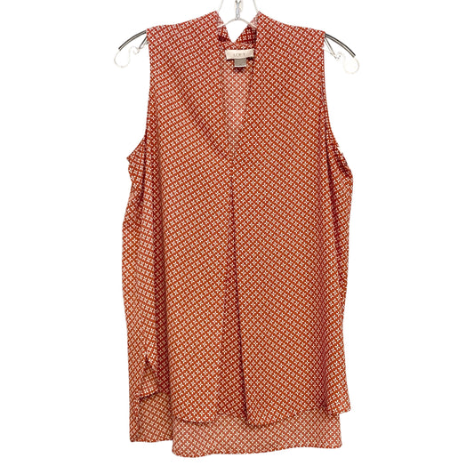 Top Sleeveless By Loft In Orange & White, Size:M