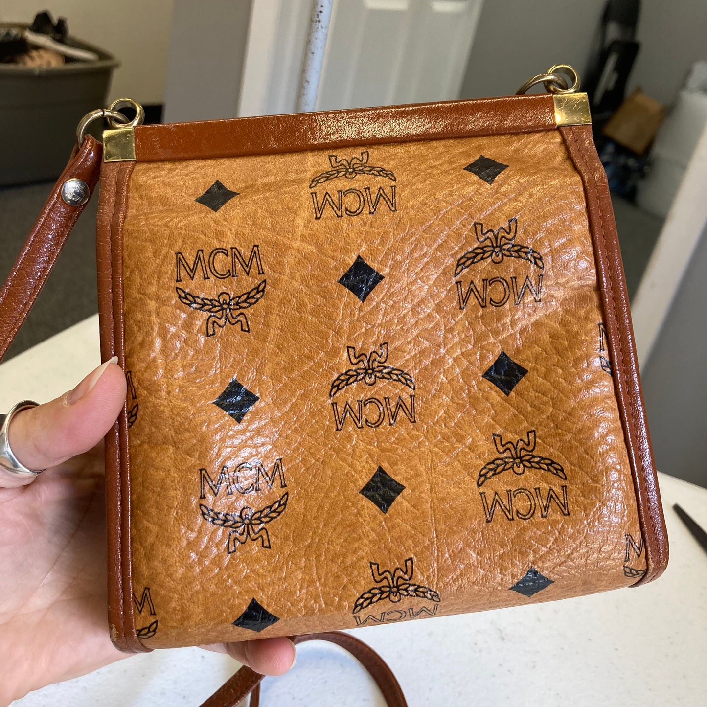 Handbag Luxury Designer By Mcm In Brown, Size:Small