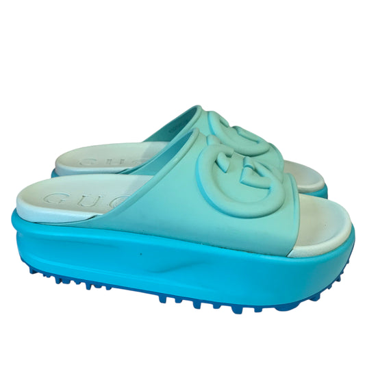 Sandals Luxury Designer By Gucci In Blue, Size:6