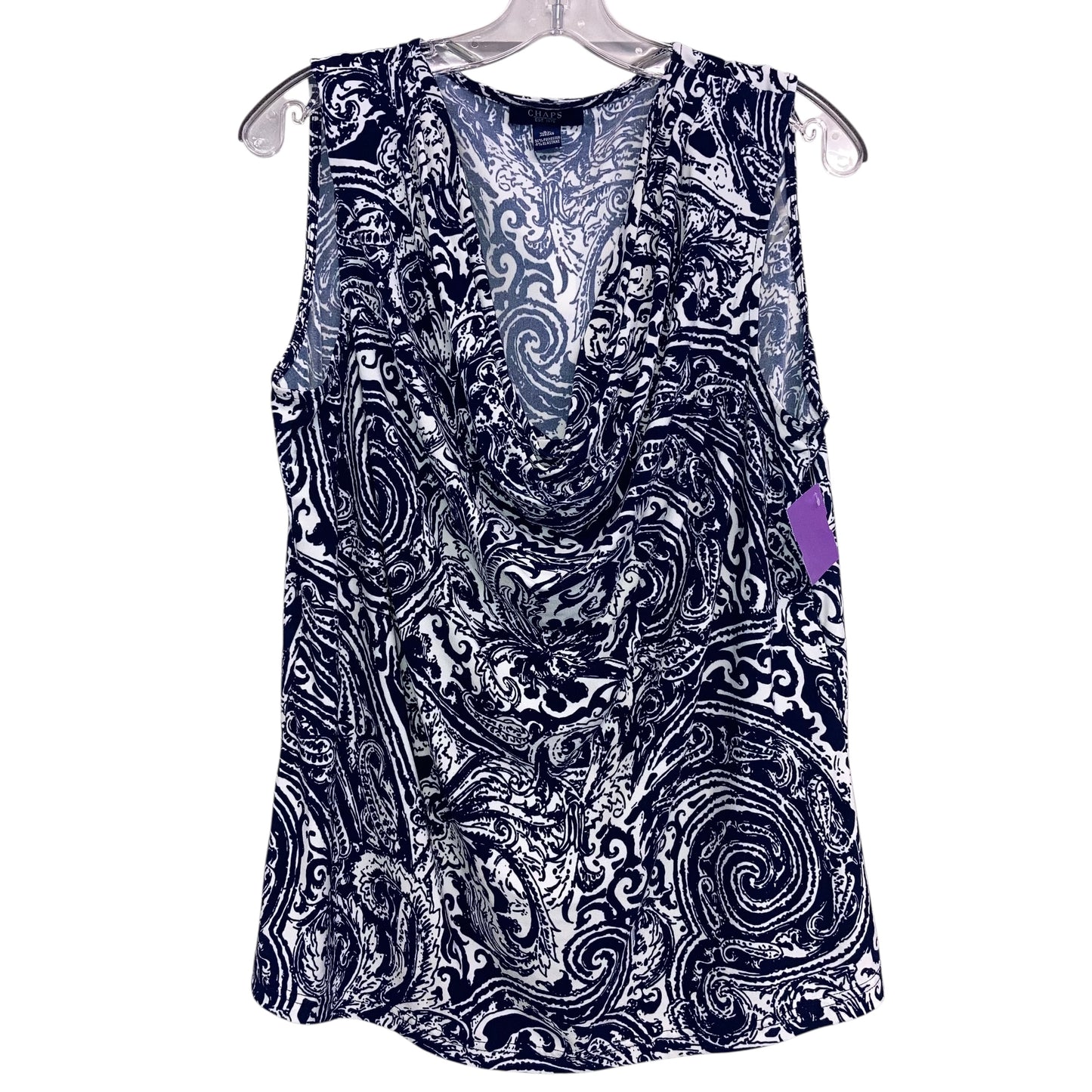 Top Sleeveless By Chaps In Blue & White, Size:2X