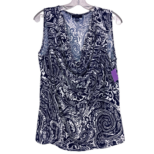 Top Sleeveless By Chaps In Blue & White, Size:2X