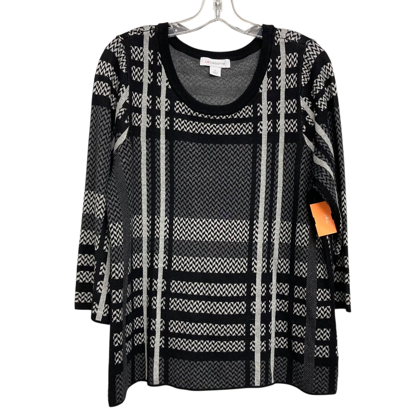 Sweater By Liz Claiborne In Black & Grey, Size:L