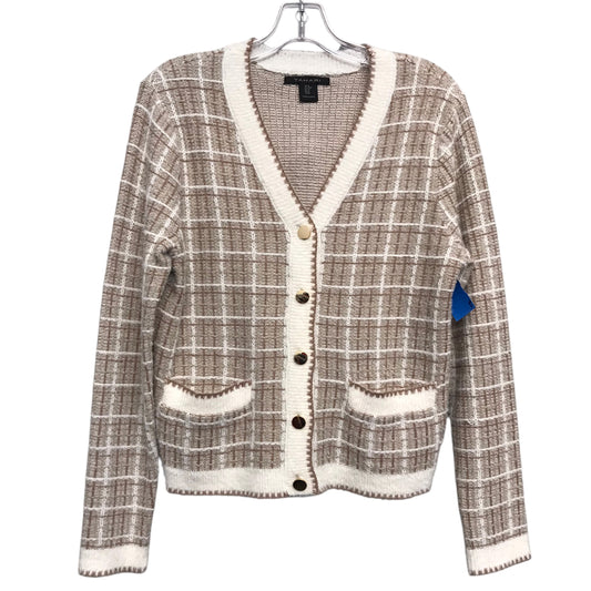 Cardigan By Tahari In Brown & Cream, Size:M