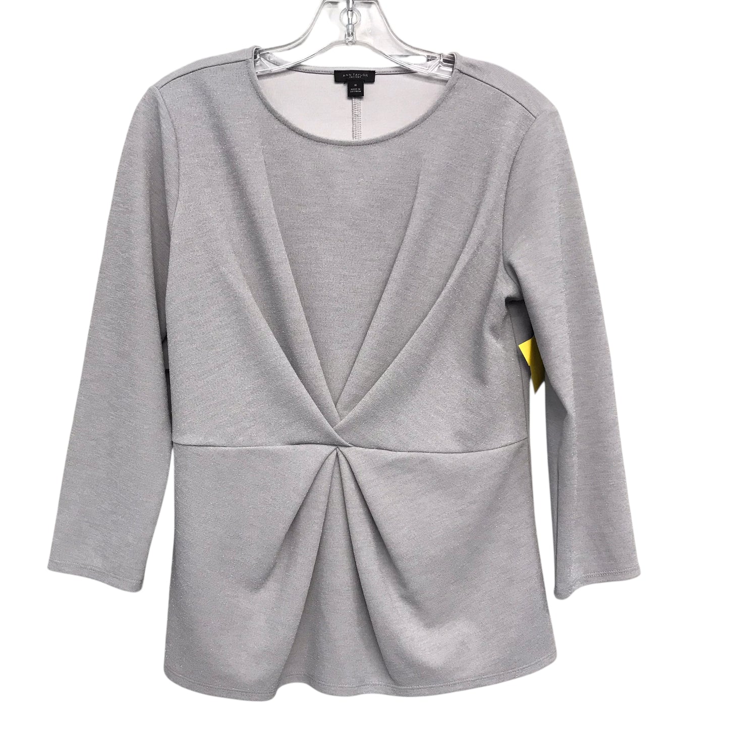 Top 3/4 Sleeve By Ann Taylor In Silver, Size:M