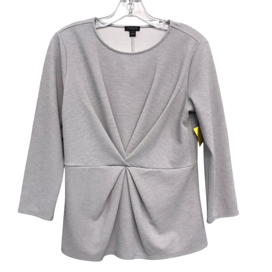Top 3/4 Sleeve By Ann Taylor In Silver, Size:M